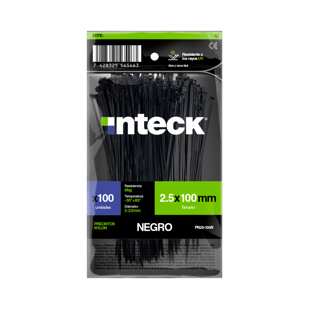 PRECINTO DE NYLON 7.6MM X 300MM - NEGRO X 50 UNI