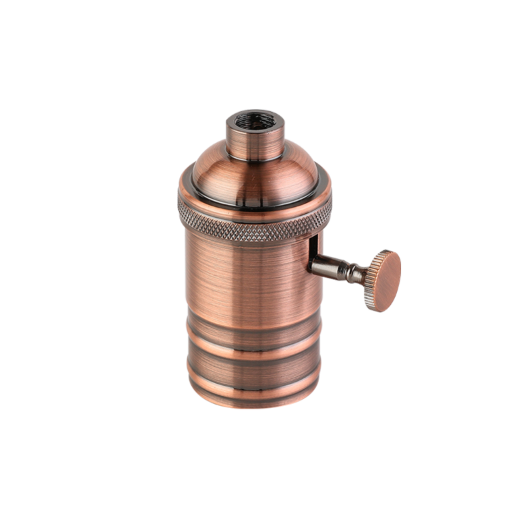 PORTALÁMPARA ALUMINIO E27 VINTAGE CON PERILLA COBRE