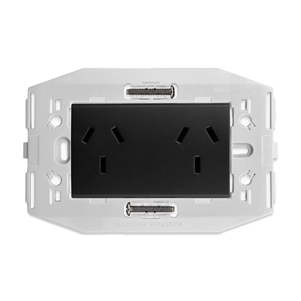 Toma doble c/bast.Incorp.negr