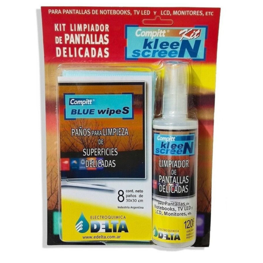 [DTALPK] Compitt Kleen Screen KIT, limpieza de pantallas delicadas 120cc + 8 paños (*)