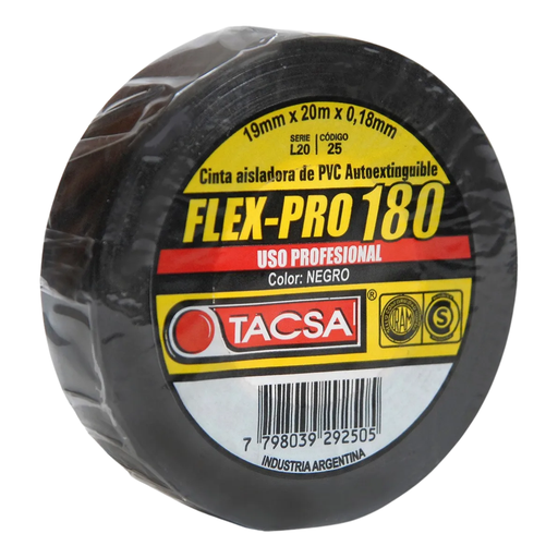 [TACPTTACSA025N] CINTA TACSA 20 MTS USO PROFESIONAL NEGRA FLEX-PRO 180