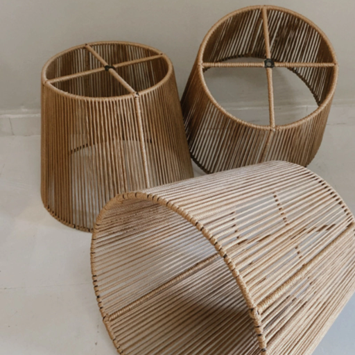 [CHJ00637] NERVO LAMPARA AMALFI 30X40X35 HILO DE YUTE INSTALACIÓN NEGRA