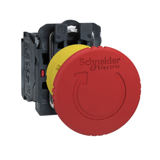 [SCHXB5AS8442] Parada de Emergencia plástica de 1/4 de Giro, metálica, 1NC, Ø 40mm, Rojo