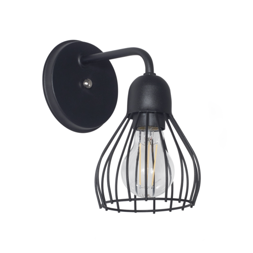 [FERAP-128N/T] Aplique "PORTO" jaula de 1luz (Ancho:123x H:210mm) NEGRO TEXT