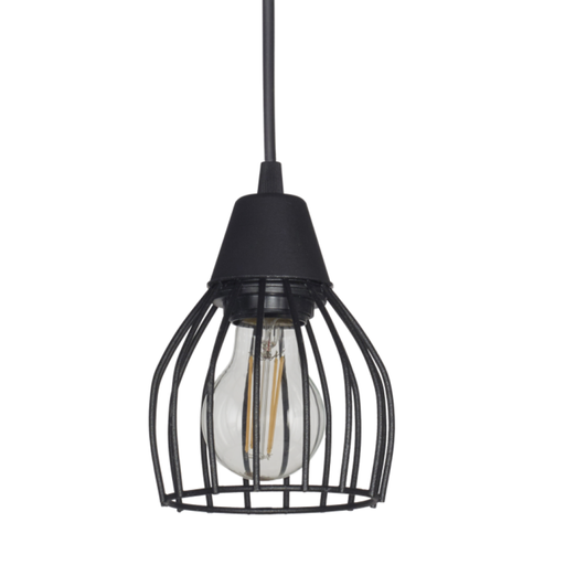 [FERC-1006N/T] Colgante "JAULA" (Ø 105 H:170mm.) NEGRO TEXT