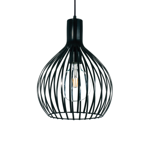 [FERC-107NEG] Colgante "CUENCA" (Ø 290 H:385 mm.) NEGRO BRILLOSO