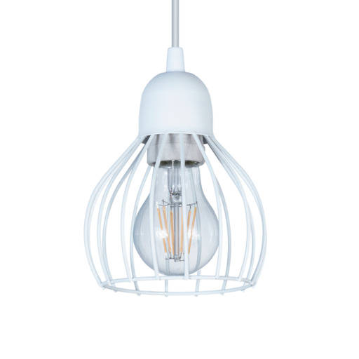 [FERC-177B/T] Dis-Colgante "PORTO" jaula de 1 luz (Ø123 x H: 145mm) BLANCO TEXTURADO