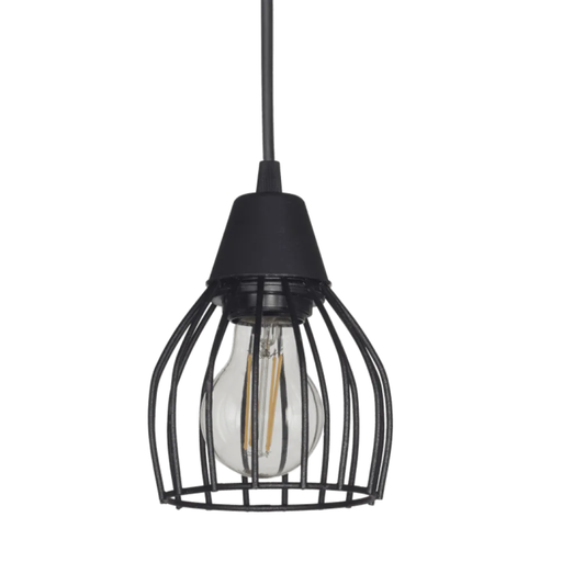 [FERC-177N/T] Colgante "PORTO" jaula de 1 luz (Ø123 x H: 145mm) NEGRO TEXT