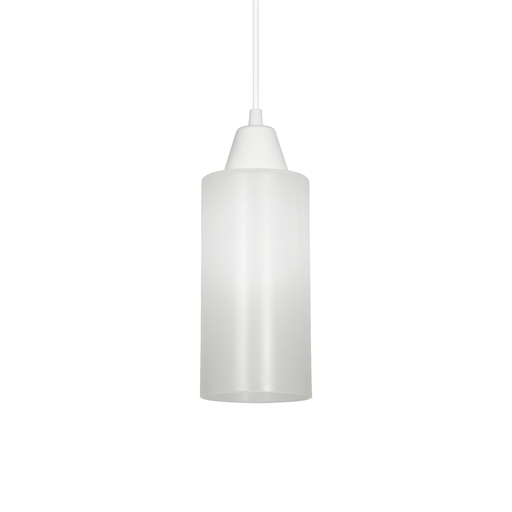 [FERC-182BLA] Colgante con tulipa satinada y tacita de plástica BLANCO