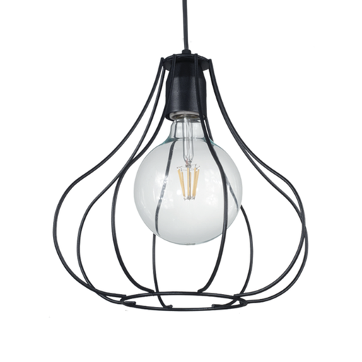 [FERC-188N/T] Colgante "JAULA FLOR" (300x300mm.) NEGRO TEXT