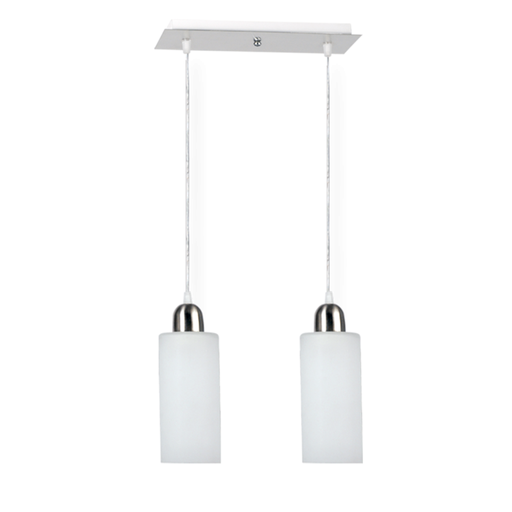 [FERC-240ACE] Colgante de 2 luces con tulipa cono/cilindro ACERO