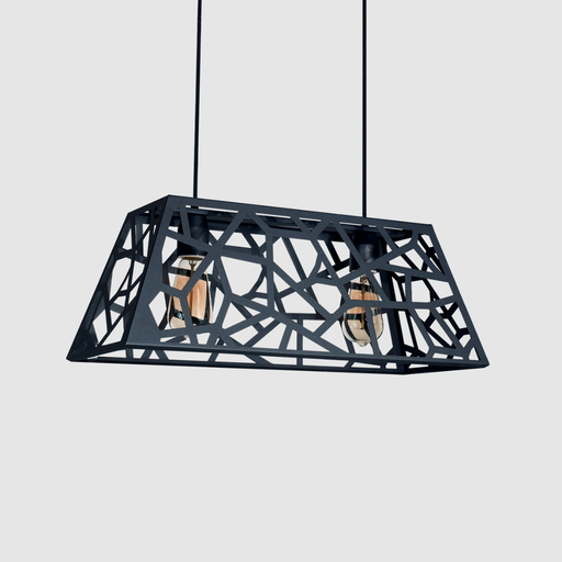 [FERC-268N/T] Colgante "MERIDA" de 2 luces (220 x 590 cm.) NEGRO TEXT