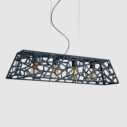 [FERC-468N/T] Colgante "MERIDA" de 4 luces (220 x 1000 mm.) NEGRO TEXT