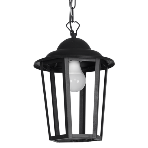 [FERFC-136N/T] Farol de hierro hexagonal c/cadena NEGRO TEXT