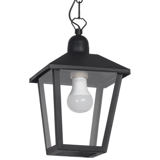 [FERFC-140N/T] Farol de hierro colonial s/reja p/colgar c/cadena NEGRO TEXT