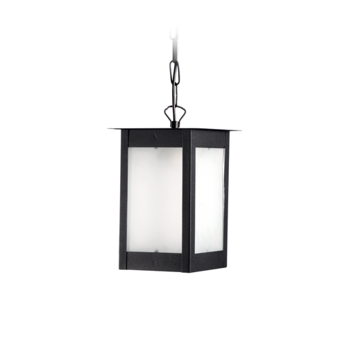 [FERFC-147N/T] Farol de hierro c/vidrio arenado mediano (H:237mm) NEGRO TEXT