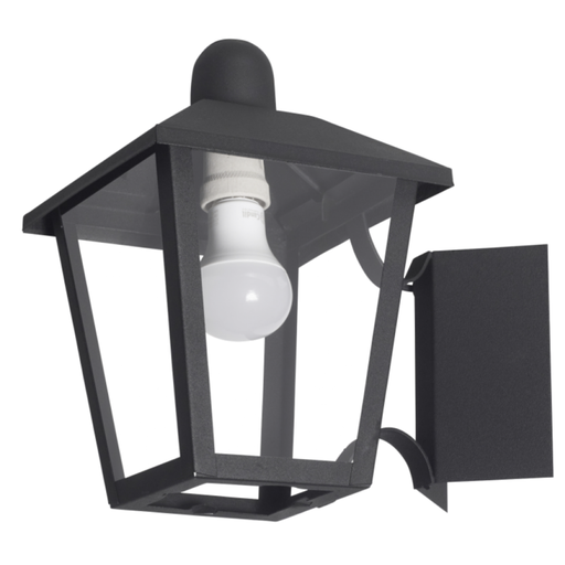 [FERFE-140N/T] Farol de hierro colonial s/reja p/pared esquinero NEGRO TEXT