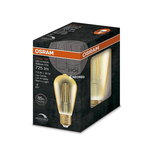 [LED7016272] Dis-1906 Vintage EDISON AMBAR DIM 7.5W 2500K
