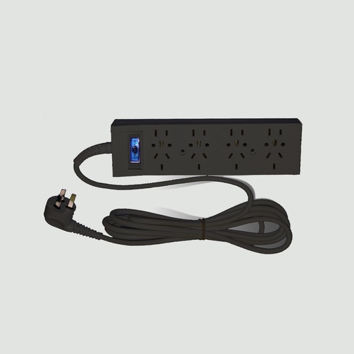 [CAM1100] PROLONGADOR DE 4 TOMAS NEGRO C/CABLE 3,00 MTS.