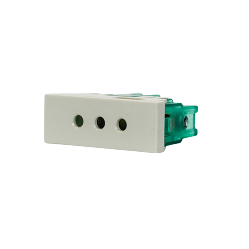 [CAM6911] MODULO TOMA BIPOLAR C/TIERRA P/ESPIGA RED. - BLANCA