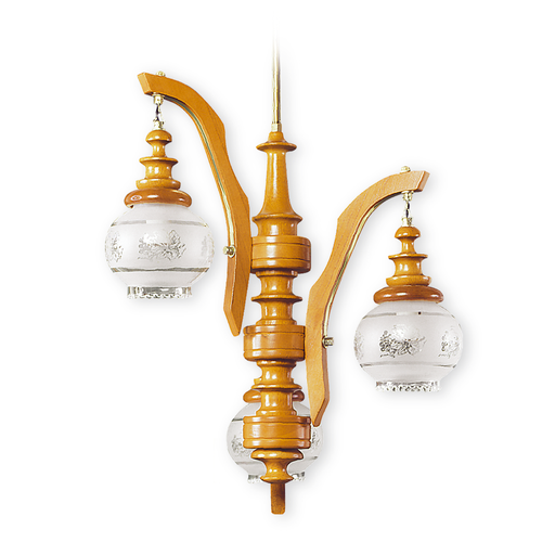 [CAR3000/3] ARAÑA 3 LUCES TORNEADA CON GLOBITO Nº1, ANCHO 75 CM, ALTO 70 CM 3000/3