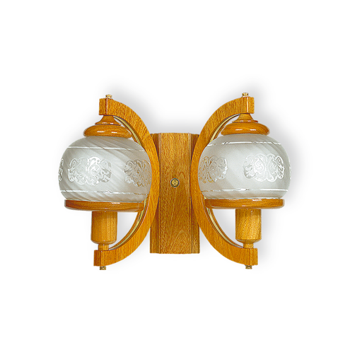 [CAR4000/2] APLIQUE 2 LUCES ROBLE CON TULIPA CON ARO DE MADERA 4000/2