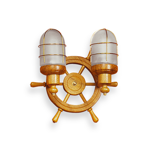 [CAR109/2] APLIQUE TIMON MADERA ROBLE 2 LUCES 109/2