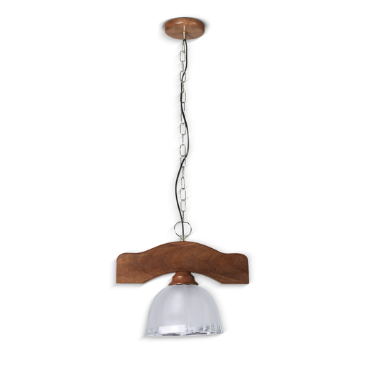 [CAR1249/1] BALANCIN 1 LUZ ALGARROBO ENCERADO TULIPA OCTOGONAL 1249/1