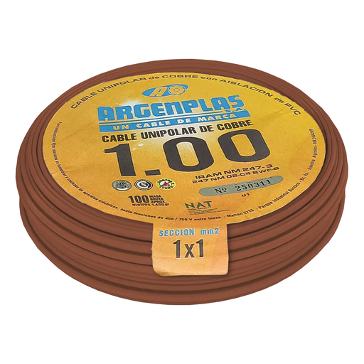 [ARGU1MARO] Cable Unipolar 1 mm Argenplas Marrón