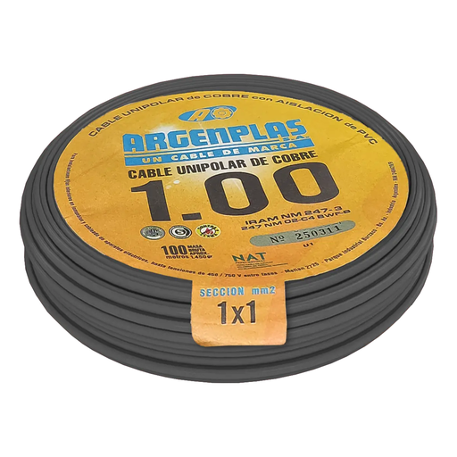 [ARGU1NEBO] Cabel Unipolar 1mm Argenplas Negro
