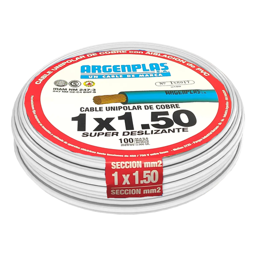 [ARGU150BLRO] Cable Unipolar 1.5 mm Argenplas Blanco