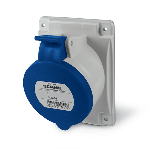 [SCA413.3263] Toma base empotrable industrial 32A 2P+T 6h 200-250V 50Hz 60Hz 84X106MM bornes con tornillo optima