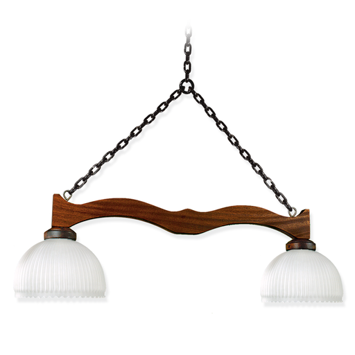 [CAR5210/2] COLGANTE RUSTICO  2 LUCES TULIPA DE VIDRIO SATINADO