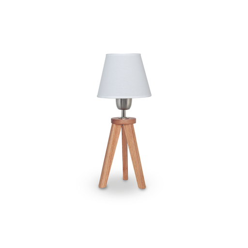 [CAR1131P] LAMPARA DE MESA EN MADERA DE PARAISO ALTURA TOTAL 38 CM CON PANTALLA DE LINO DE 15X20X15 CM