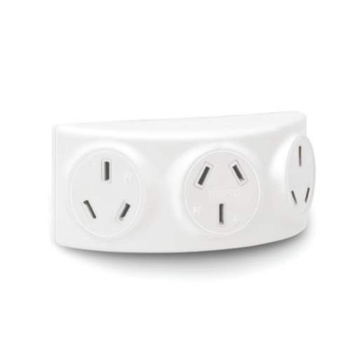 [VCDT3P BLANCO] Triple con Enchufe Giratorio T3P Blanco 10A - 250v ABS Nylon 6