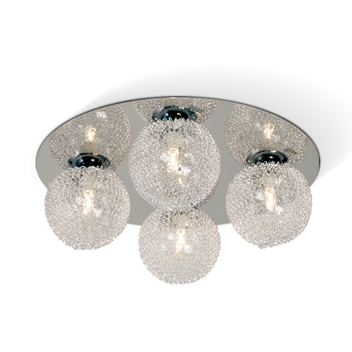 [DABYAN-4] Plafon de vidrio recubierto en alambre base redonda 4xG9