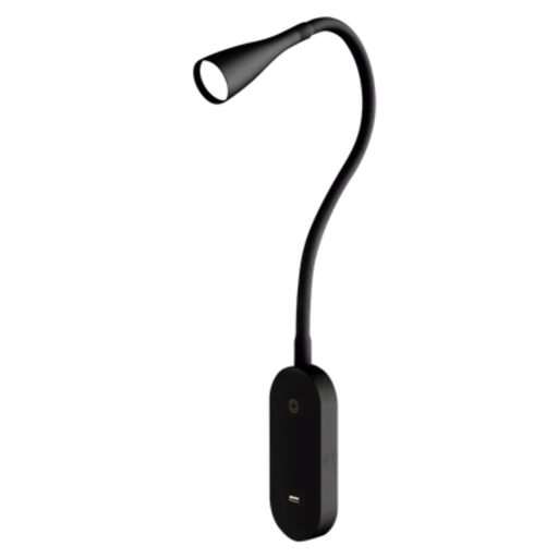 [TBCVEL-5W-N] VELADOR A LED TBCIB PARA PARED SOFT NEGRO 5W CON SALIDA USB