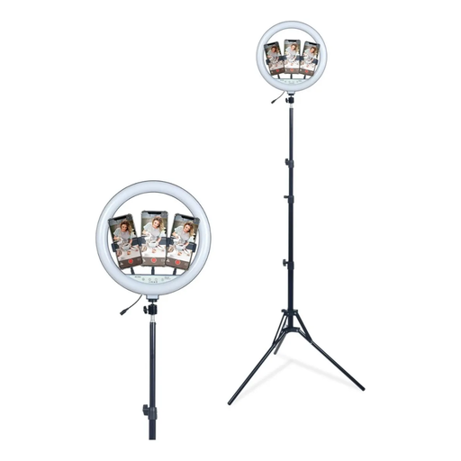 [DABAro Pie 36cm] Anillo de luz de 3 colores, Ø36cm + 3 soporte para cel