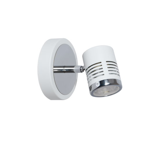 [DABLod-1 Blanco] Spot de chapa de 1 luz blanco con detalle cromo para Gu10