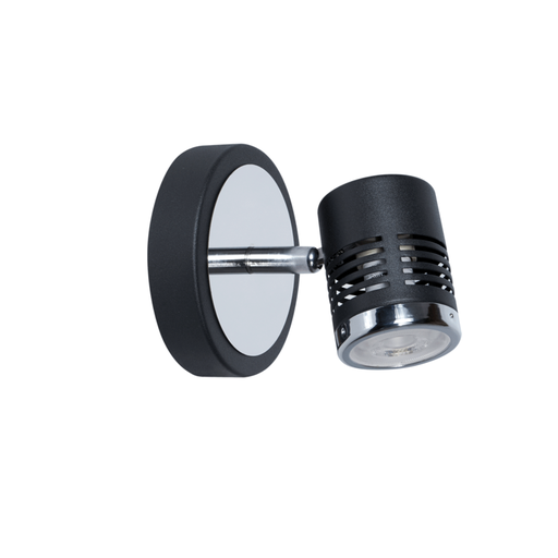 [DABLod-1 Negro] Spot de chapa de 1 luz negro con detalle cromo para Gu10