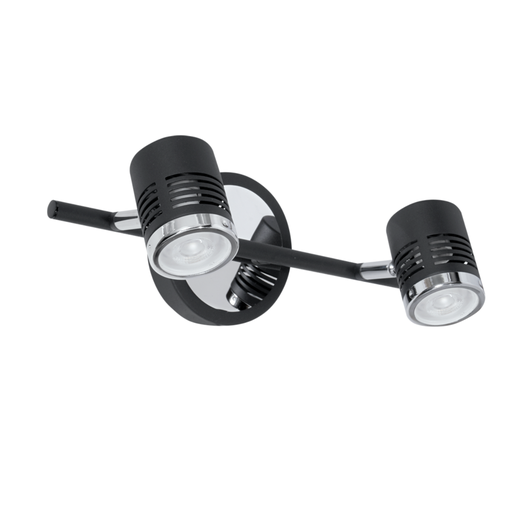 [DABLod-2 Negro] Spot de chapa de 2 luces negro con detalle cromo