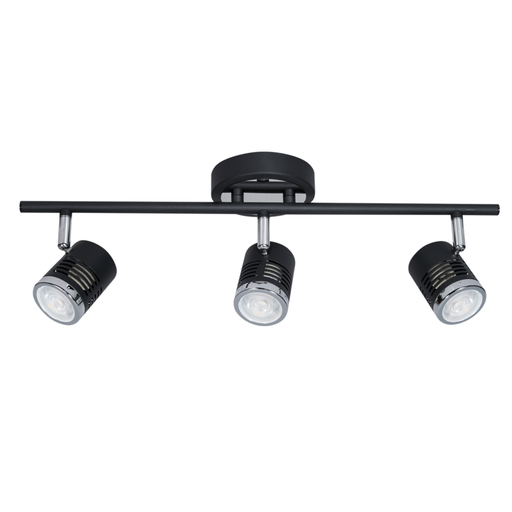 [DABLod-3 Negro] Spot de chapa de 3 luces negro con detalle cromo