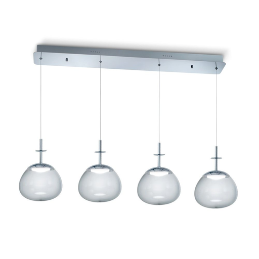 [DABLUXOR] Colgante de 4 luces; vidrio ovalado transparente base cromo; 700lm; 4x7w led