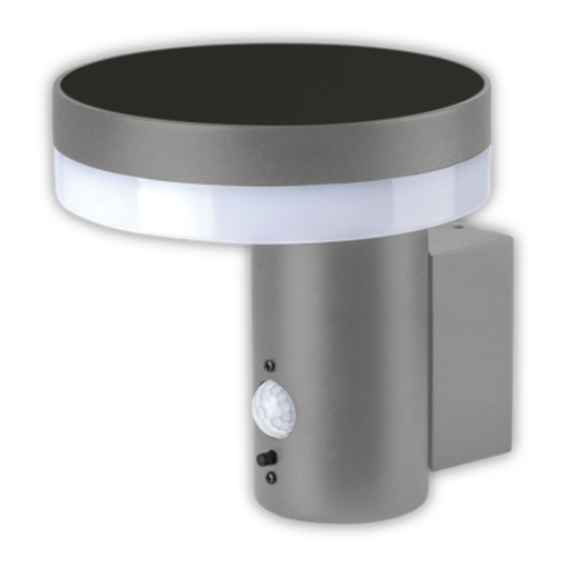 [TBCALSP-RW] LUMINARIA A LED DE EXTERIOR AUTÓNOMO SOLAR - DE PARED - REDONDO - Bateía: Li-Ion 3,7 V - 2600 mAh - Luz Natural - Autonomía 24hs