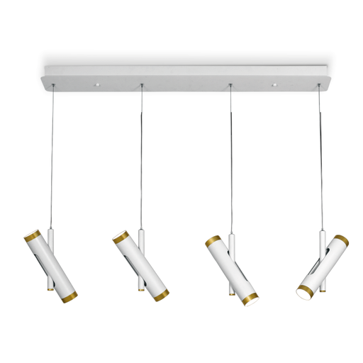 [DABTORPEDO BLANCO] Colgante de 4 luces con movimiento para led de 24w BLANCO