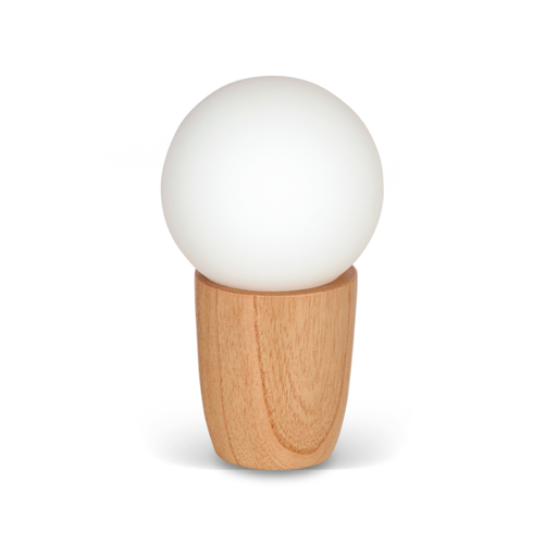 [CARN19] VELADOR CILINDRICO EN MADERA DE PARAÍSO, ALTURA 18 CM, DIAMETRO 10 CM Y GLOBO DE VIDRIO OPAL SATINADO DE 6X10 CM