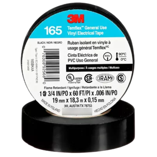 [MMM66052] Temflex 165 19mm x 18m negra