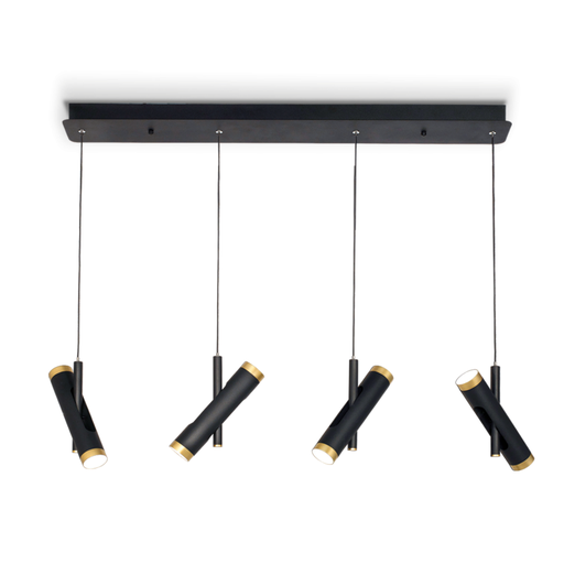 [DABTORPEDO NEGRO] Colgante de 4 luces con movimiento para led de 24w NEGRO