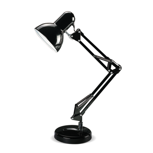 [DABClassic Negra] Lampara de escritorio doble brazo c/pantalla Negra E-27