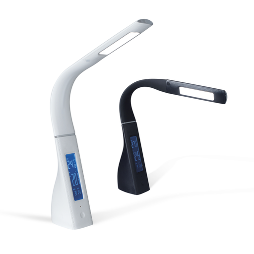 [DABBOSTON-VB] L. mesa dimerizable de 9w de led con reloj+alm.+temp. y USB